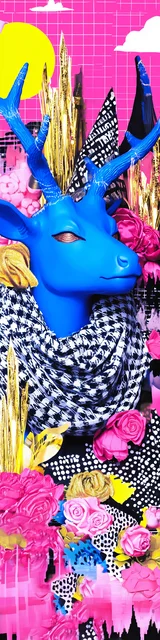 Free printable Christmas bookmarks of a reindeer wearing a blue scarf